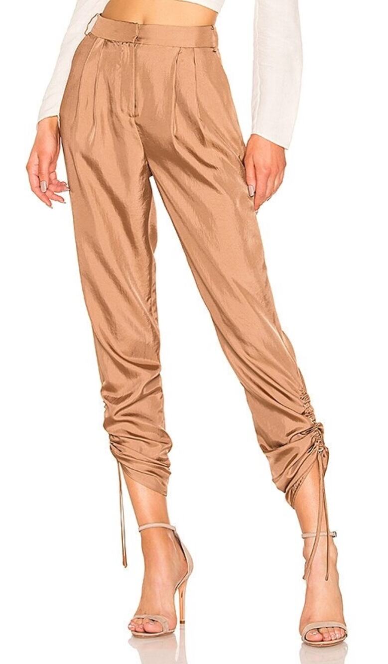 TIBI NWT Mendini Twill Pant in Sable Ruched Ankle Tie Dressy Pants Sz 0